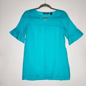 Swimsuit Cover Up Shirt- Girls- LANDS' END- Size Medium- Aqua Blue